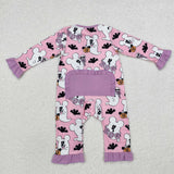 LR1424 long sleeves Halloween ghost pink sleeper