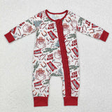 LR1277 long sleeve Christmas western Santa ruffle bamboo sleeper