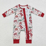 LR1277 long sleeve Christmas western Santa ruffle bamboo sleeper