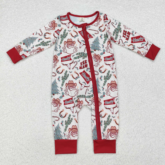 LR1278  long sleeve Christmas western Santa bamboo boy sleeper