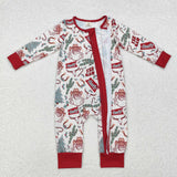 LR1278  long sleeve Christmas western Santa bamboo boy sleeper