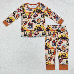 BLP0511 Long sleeve western cowboy boy bamboo pajamas