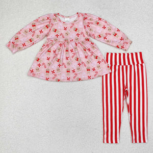 GLP1366 Girls Christmas candy red outfits