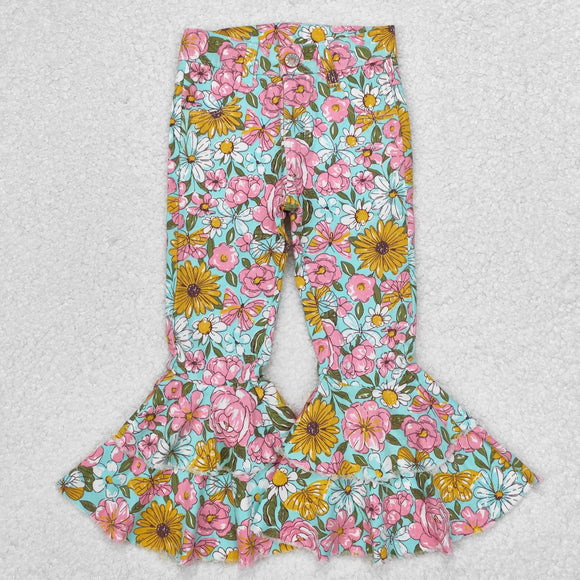 P0633  fall floral girls jeans