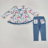 GLP1778 long sleeve snowman blue girls outfits