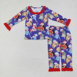 GLP1782  long sleeve Christmas princess girls pajamas