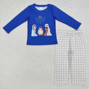 BLP0723 long sleeve Boys Jesus blue outfits