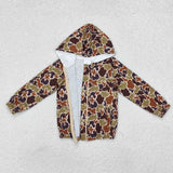 BT0762 Boys camo hooded zipper coat