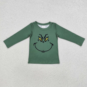 BT0725  Long sleeves Christmas cartoon green boy top