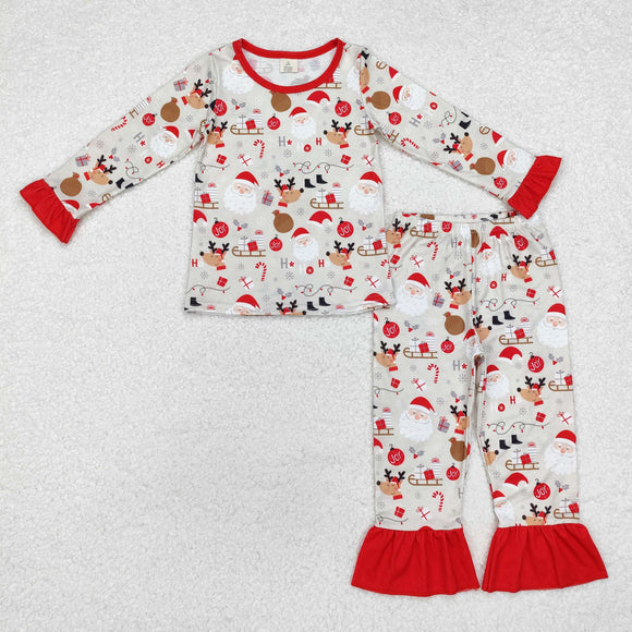 GLP1508 Christmas long sleeve Santa girls bamboo pajamas