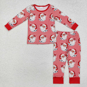 BLP0917  long sleeve Christmas Santa red bamboo pajamas