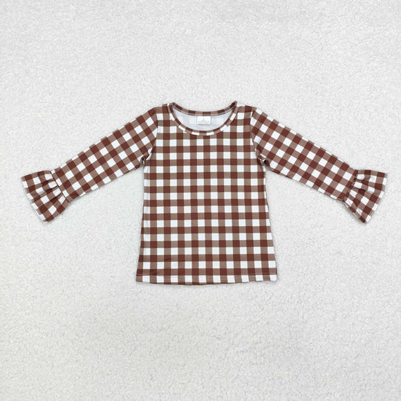 GT0738 long sleeve milk silk hunting plaid girls top