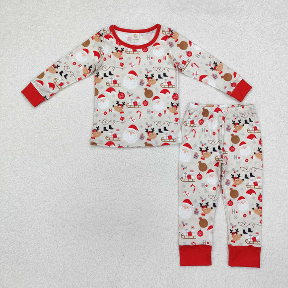 BLP0662-- long sleeve Christmas Santa deer bamboo boy pajamas