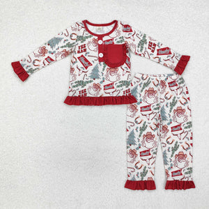 GLP1414 long sleeve Christmas western Santa bamboo girls pajamas