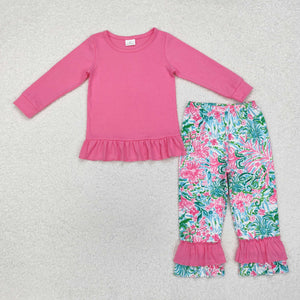 GLP1461 long sleeve cotton floral girls outfits