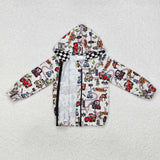 BT0889 long sleeve cartoon car zipper coat