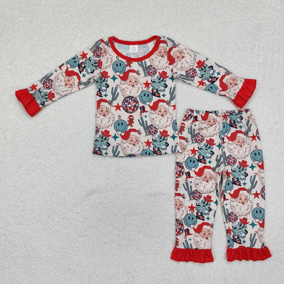 GLP1780  long sleeve Christmas western Santa bamboo girls pajamas