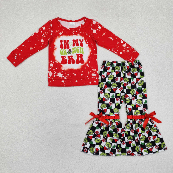 GLP1902  long sleeve Christmas cartoon red girls outfits