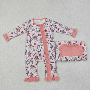 LR1675 long sleeve western Santa pink sleeper