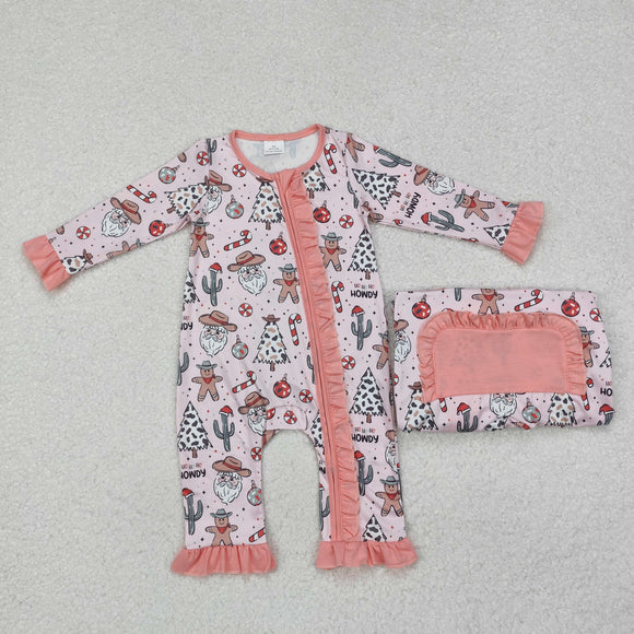 LR1675 long sleeve western Santa pink sleeper