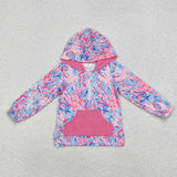 GT0745 long sleeve floral pink girls hoodies