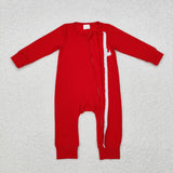 LR2052  long sleeve embroidery Santa red romper