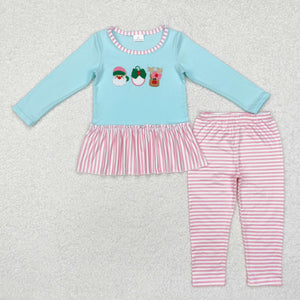 GLP1770 long sleeve Christmas Christmas Santa blue girls outfits