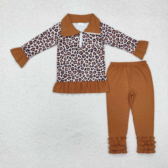 GLP1845 long sleeve leopard brown girls outfits