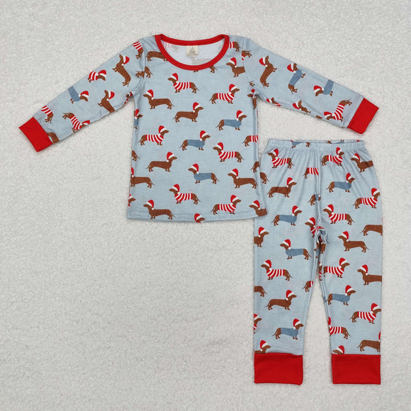 BLP0515  long sleeve Christmas dog bamboo boy pajamas