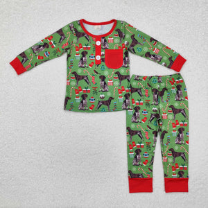 BLP0672--long sleeve Christmas dog bamboo boy pajamas