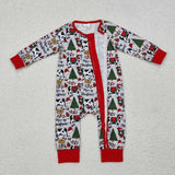 LR1075  long sleeves Merry Christmas cow boy zip sleeper