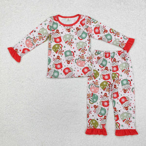 GLP1621 baby girls long sleeve Christmas bamboo pajamas