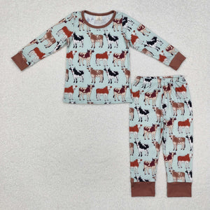 BLP0829 long sleeve western cow bamboo pajamas