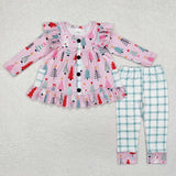 GLP1998 Christmas tree pink plaid girls outfits