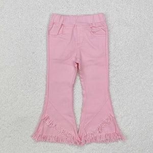 P0463 pink tassel girls jeans