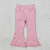 P0463 pink tassel girls jeans