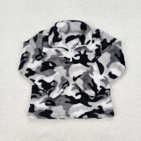 BT0744   Long sleeves  Sherpa camo  pullover