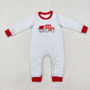 LR1924  long sleeve Valentine's days embroidery car boy romper