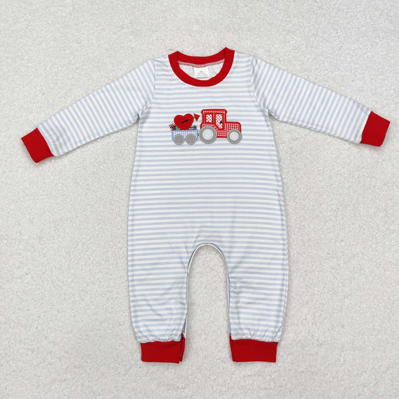 LR1924  long sleeve Valentine's days embroidery car boy romper