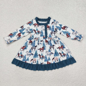 GLD0675 long sleeve western horse girls dress