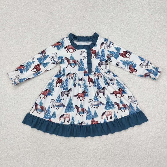 GLD0675 long sleeve western horse girls dress