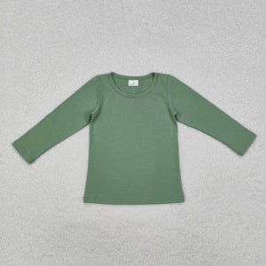 GT0804 long sleeve green cotton top