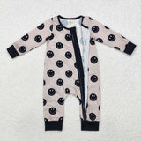 LR1434 Baby boys smiling zipper bamboo romper