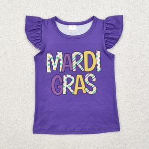 GT0814 shorts sleeve Mardi Gras purple Top