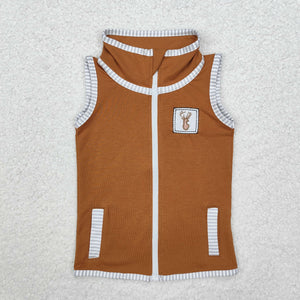 BT0855 hunting deer embroidery borwn vest