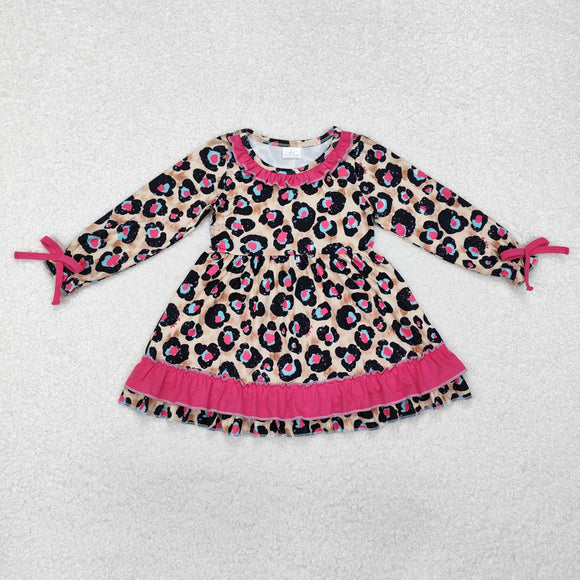 GLD0832  long sleeve leopard dress