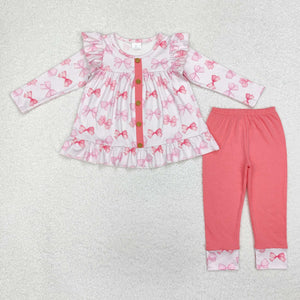 GLP1958  long sleeve pink bow girls outfits