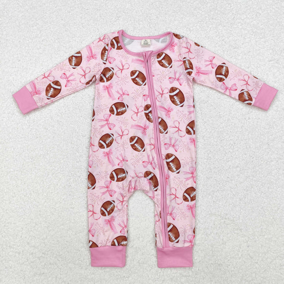 LR1595  baby girl clothes football girl bamboo romper