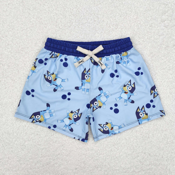 blue cartoon swimming trunks