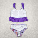 Purple guitar smile two pieces singer girls swimsuit
